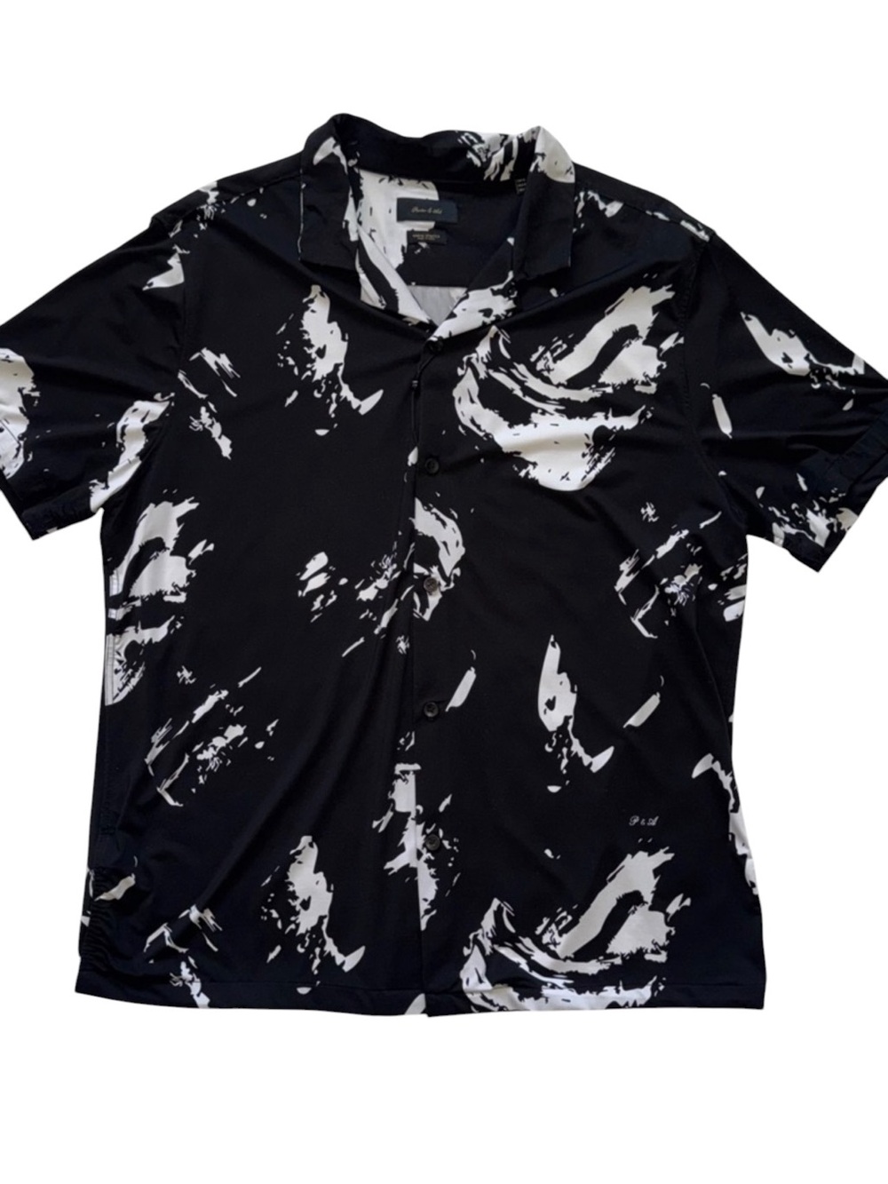 Porter & Ash Mens XL NWT Black White Abstract Stretch Polo Shirt Modern Fit